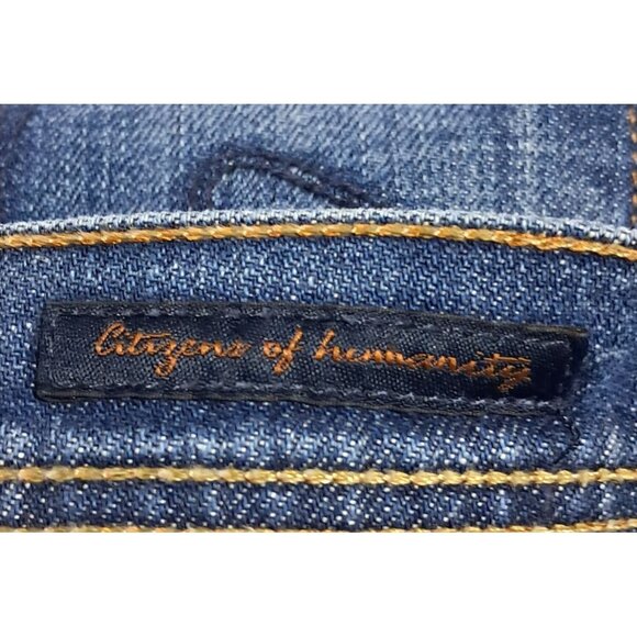 Citizens Of Humanity Ingrid 002 Stretch Low Waist Flare Jeans Size 32 Blue Denim - Picture 2 of 15